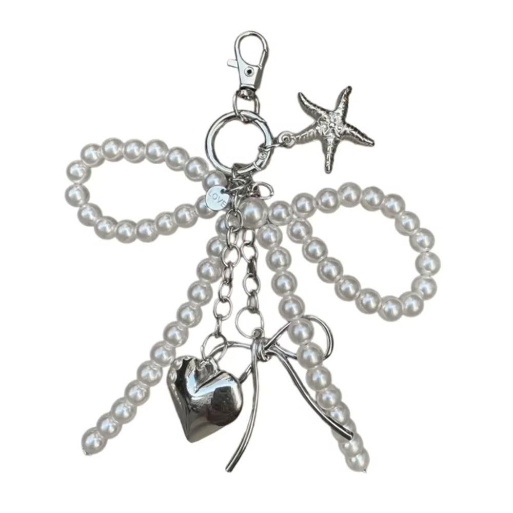 Pearl Bow Charm Keychain