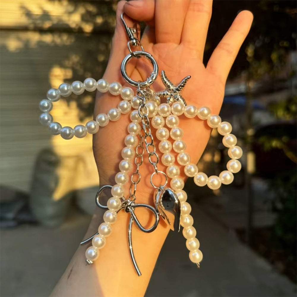 Pearl Bow Charm Keychain