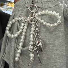 Pearl Bow Charm Keychain