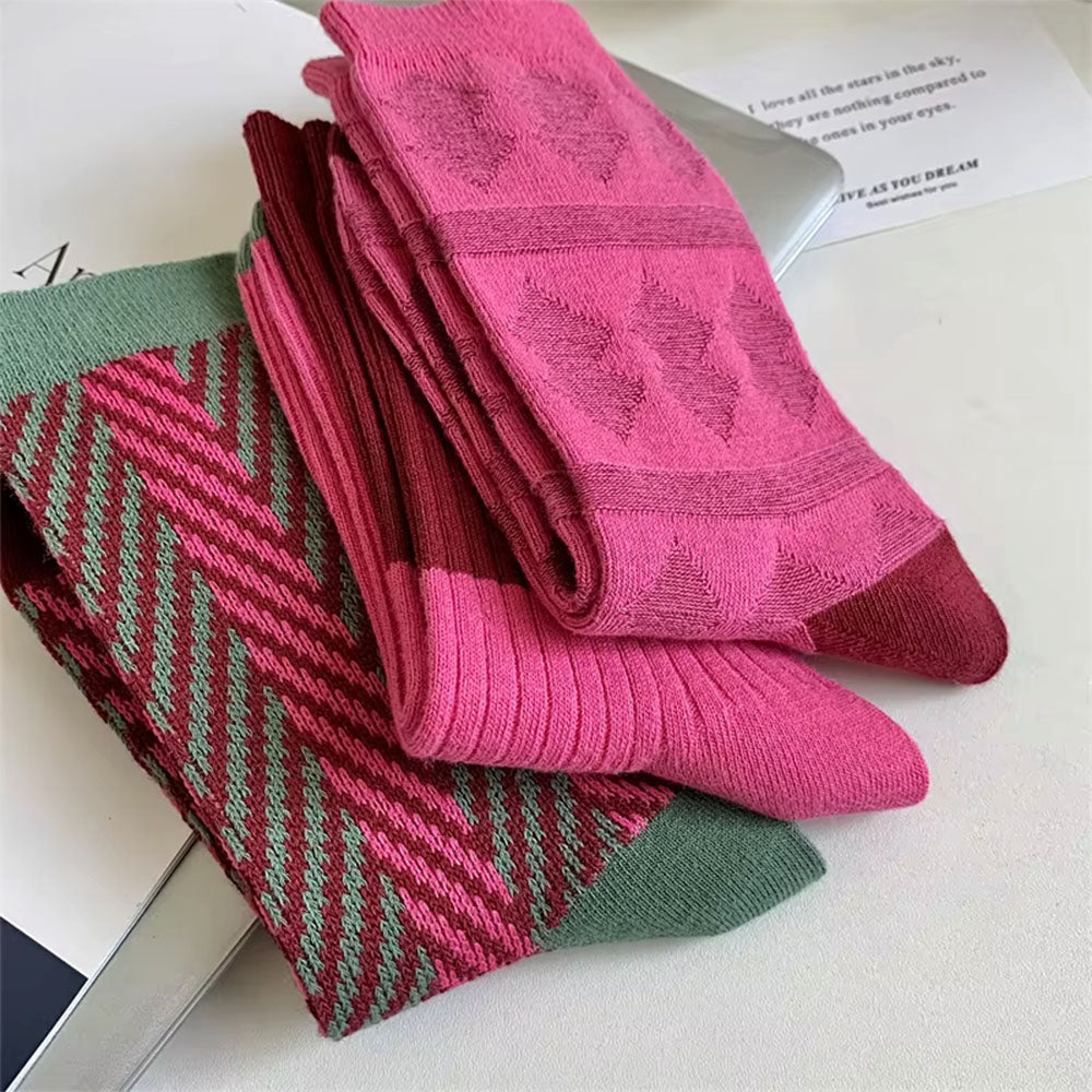 Pink & Green Patterned Socks