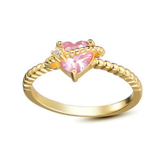 Pink Crystal Heart Ring
