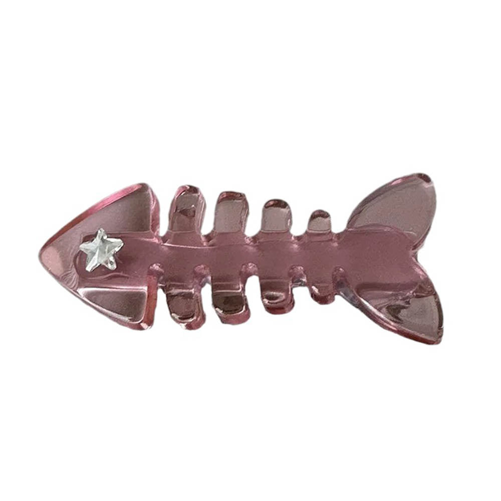 Pink Fish Bone Claw Clip