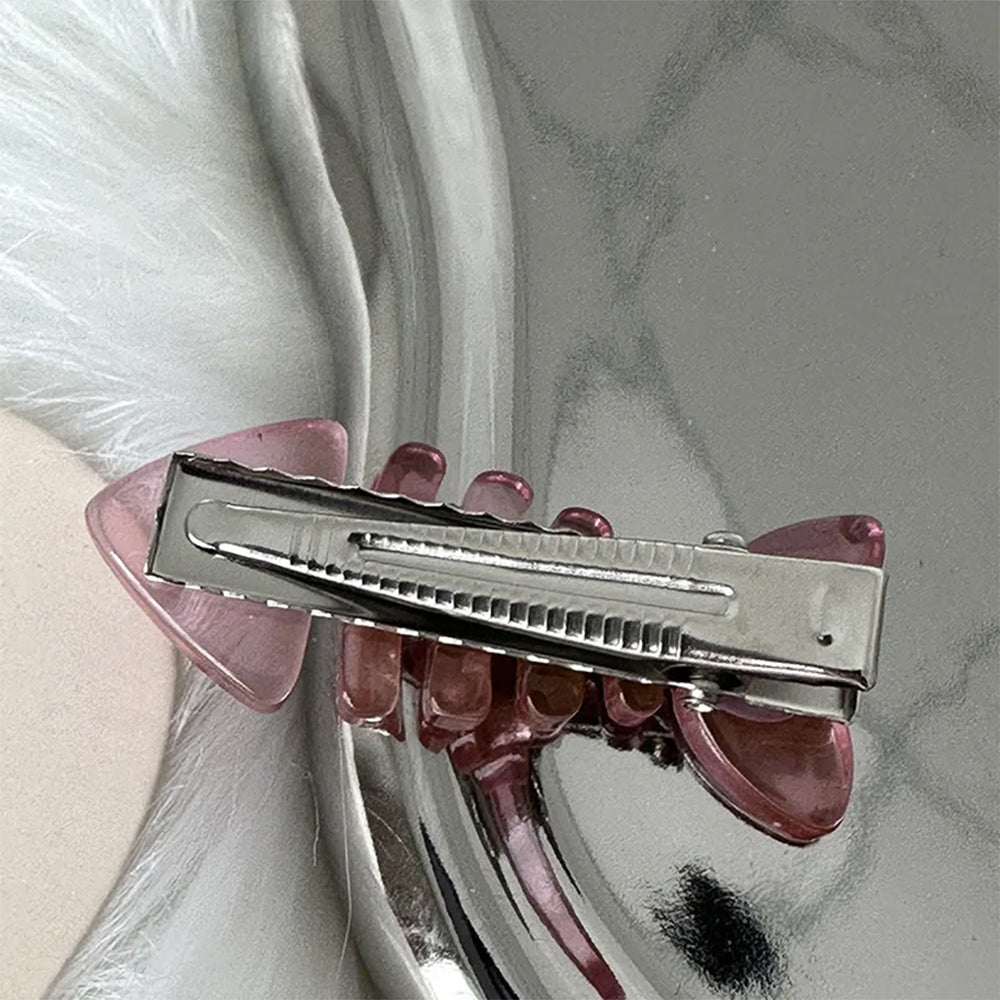 Pink Fish Bone Claw Clip