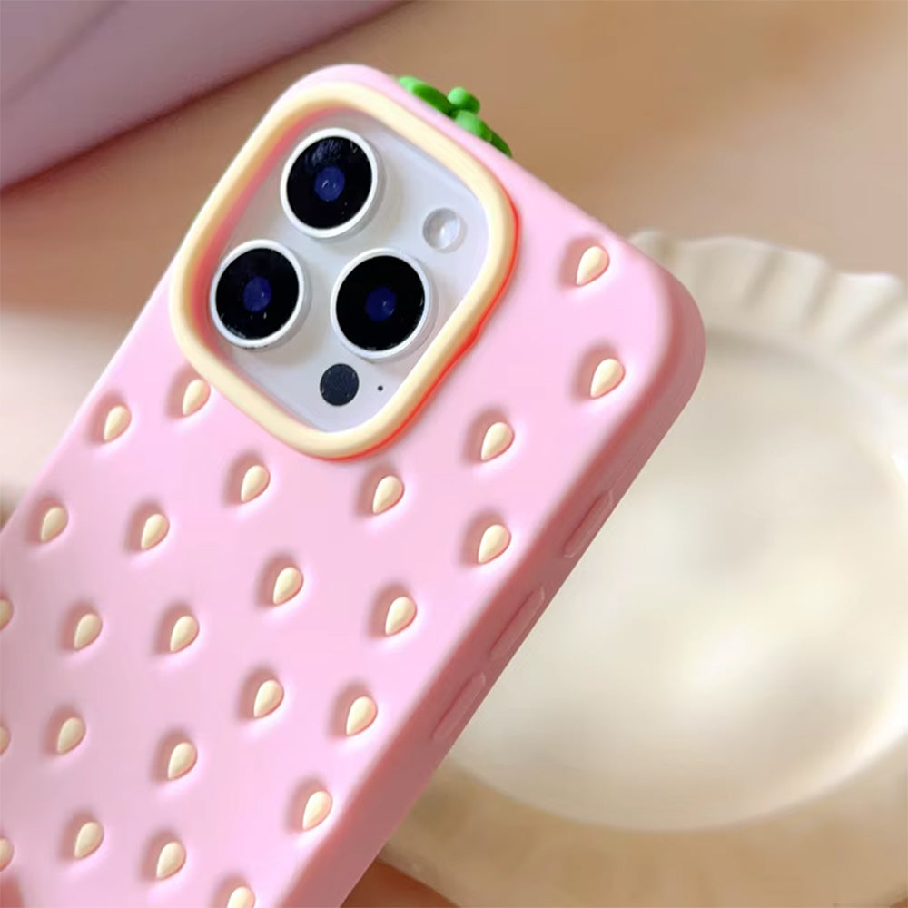 Pink Strawberry 3D iPhone Case