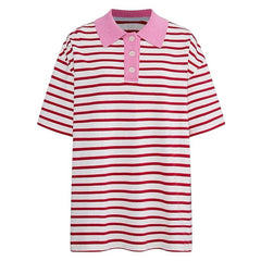 Pink Stripe Skater Polo Shirt