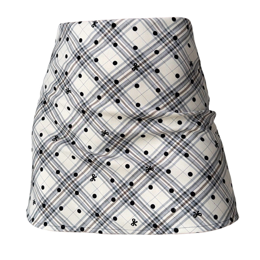 Missed Calls Plaid Polka Dot Skirt