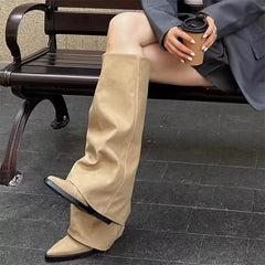 Pointed Toe Wide Calf Boots