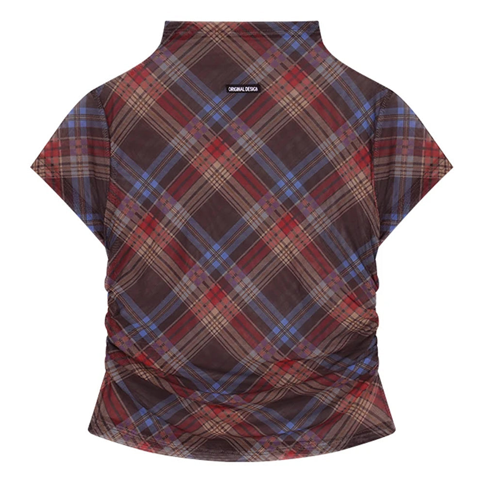 Preppy Plaid Mesh Crop Top