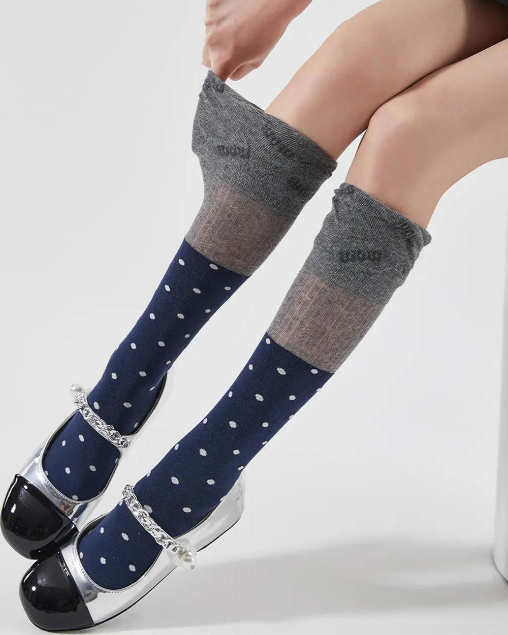 Preppy Polka Dot Knee High Socks