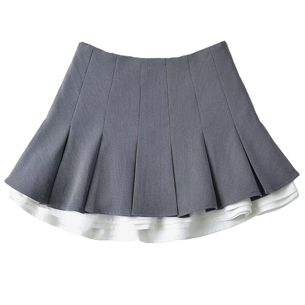 Preppy Ruffle Mini Pleated Skirt