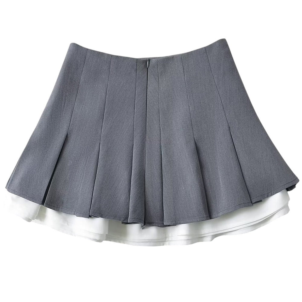 Preppy Ruffle Mini Pleated Skirt