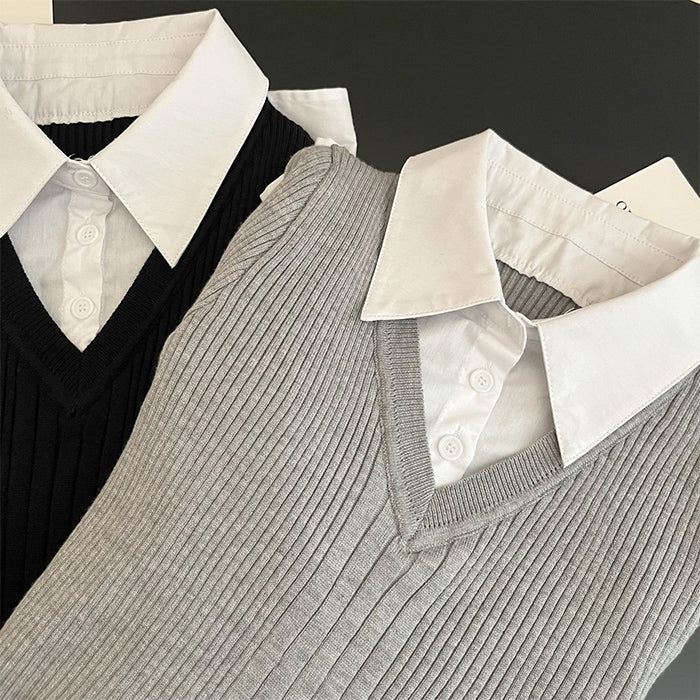 Preppy Style Pleated Knit Dress