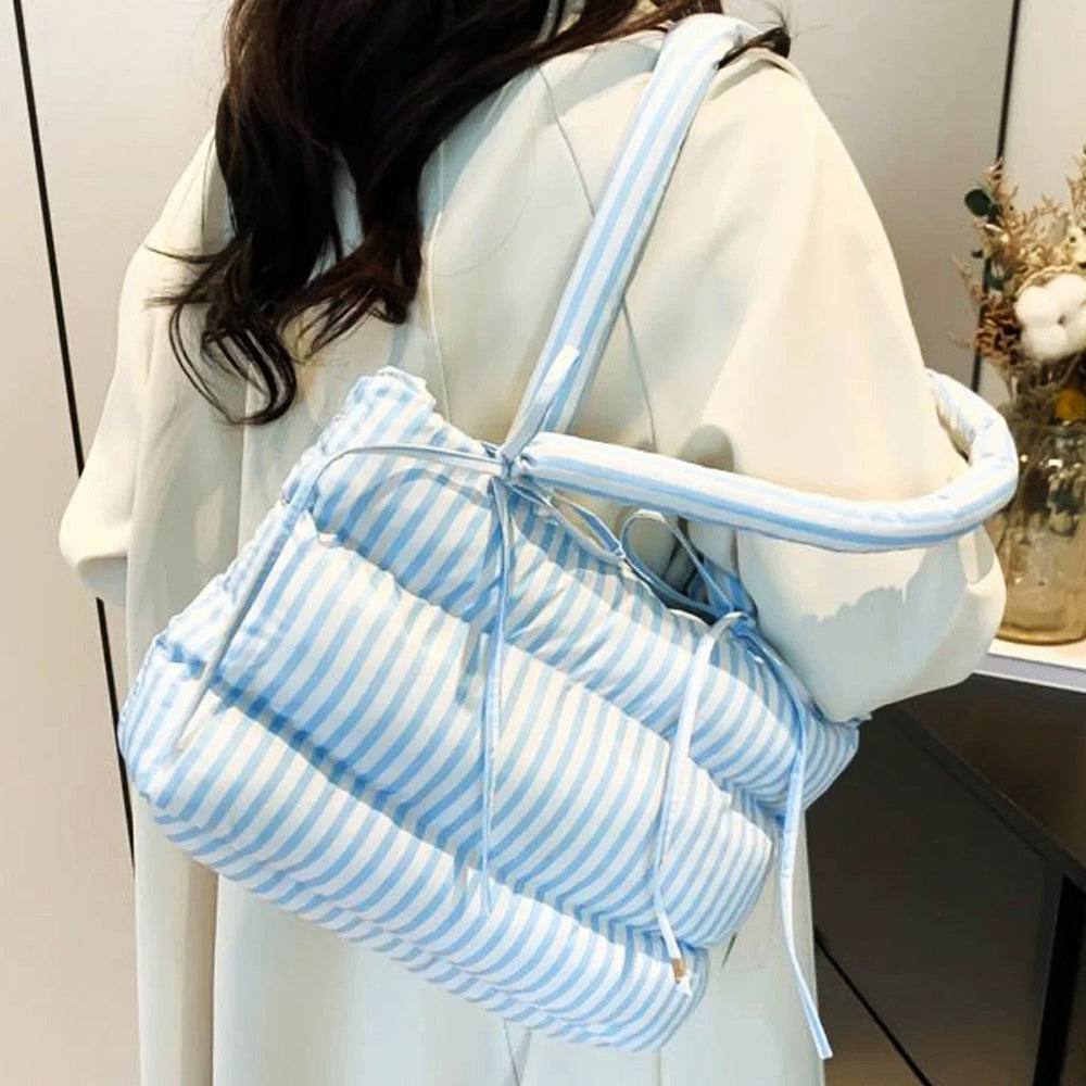 Puffer Striped Shoulder Bag