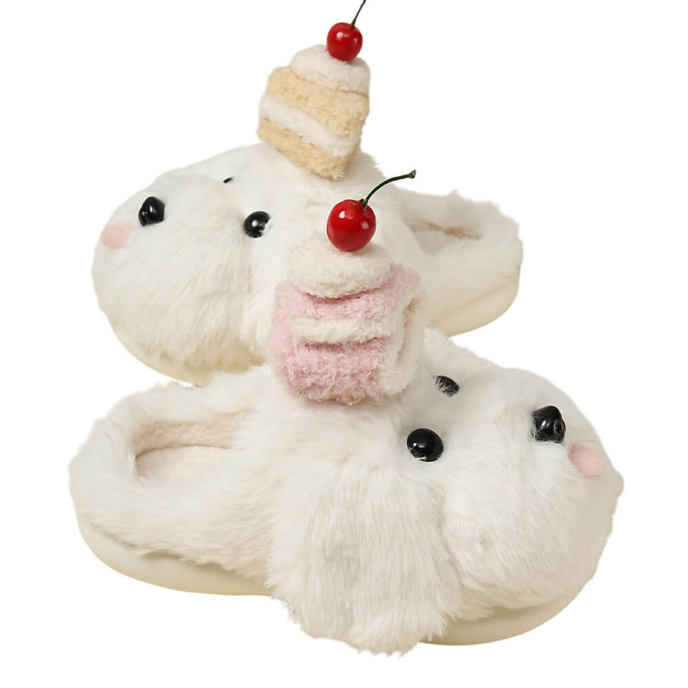 Puppy & Cake Fluffy Slippers