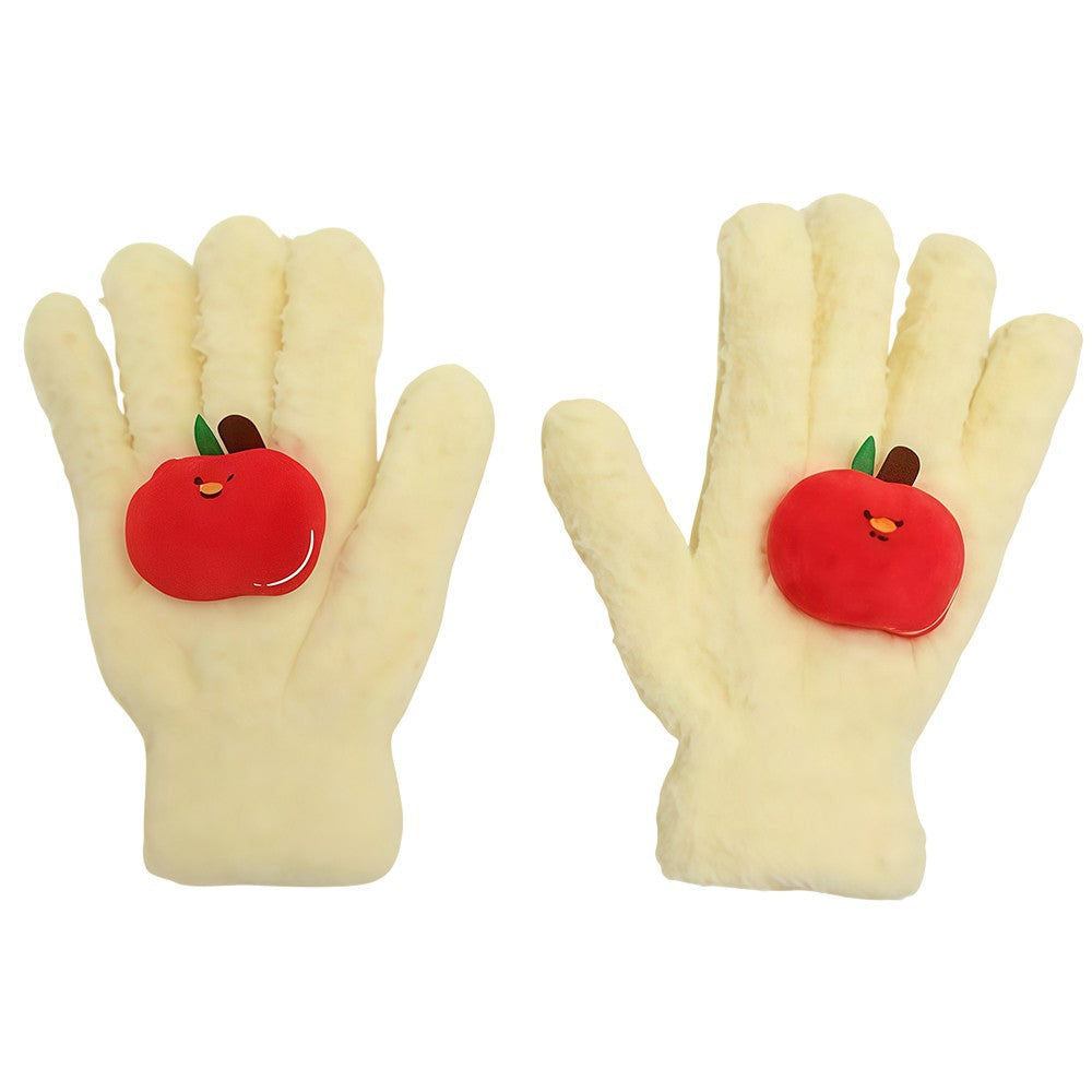 Red Apple Fuzzy Gloves