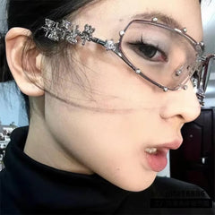 Y2K Rhinestone Rimless Sunglasses