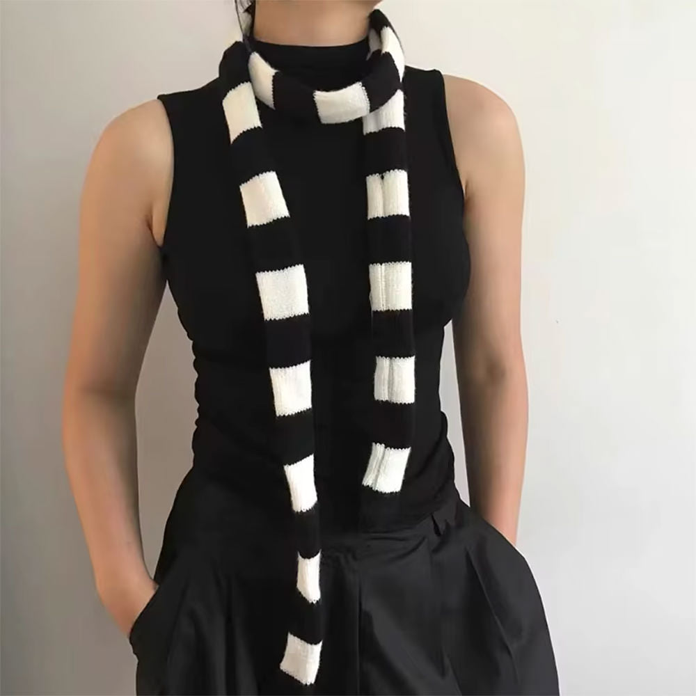 Y2K Skinny Striped Scarf