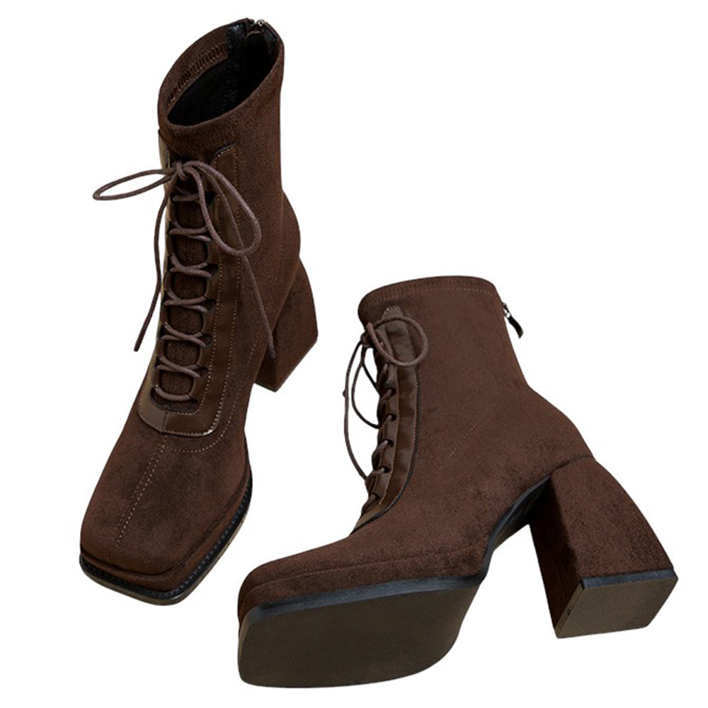 Outta Town Square Toe Lace Up Boots