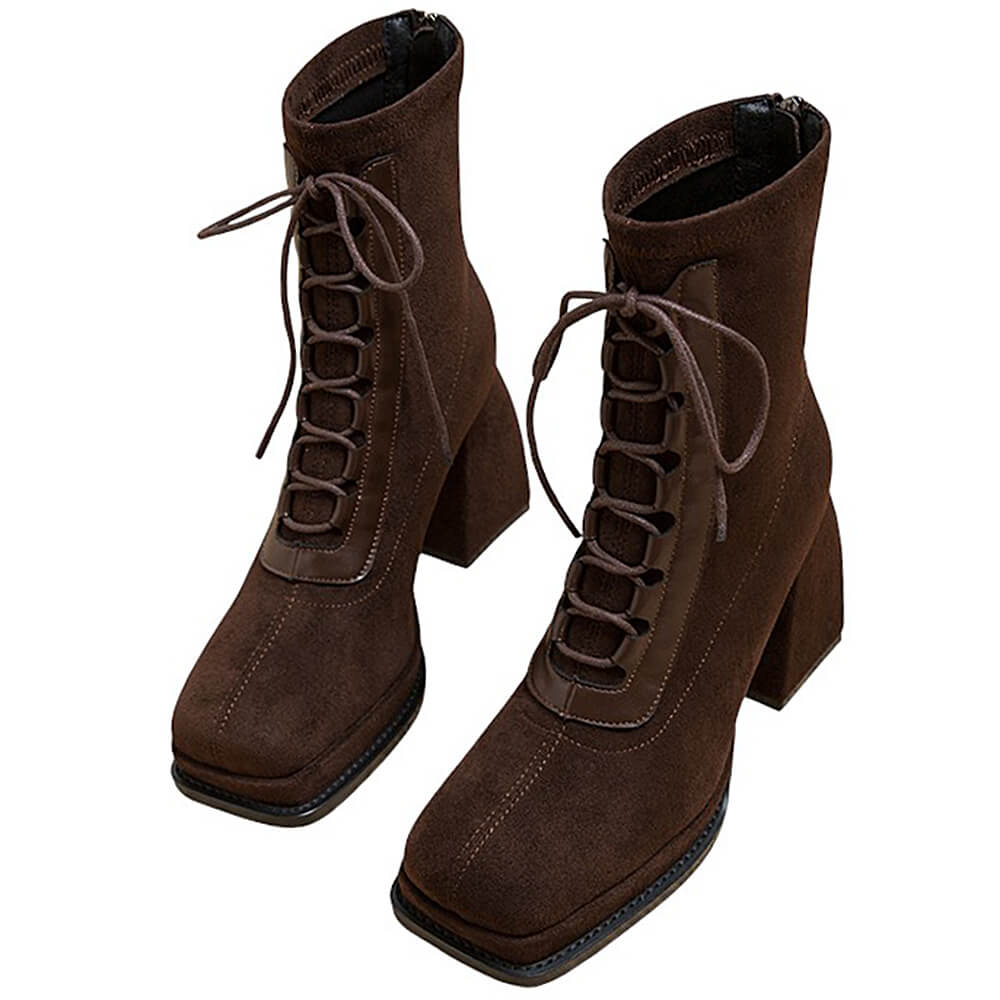 Outta Town Square Toe Lace Up Boots