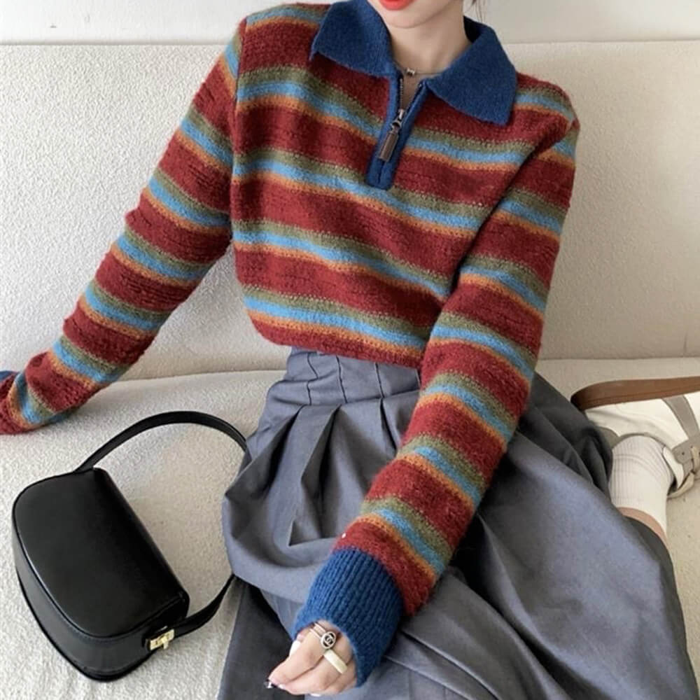 Primary Colors Cropped Knit Sweater