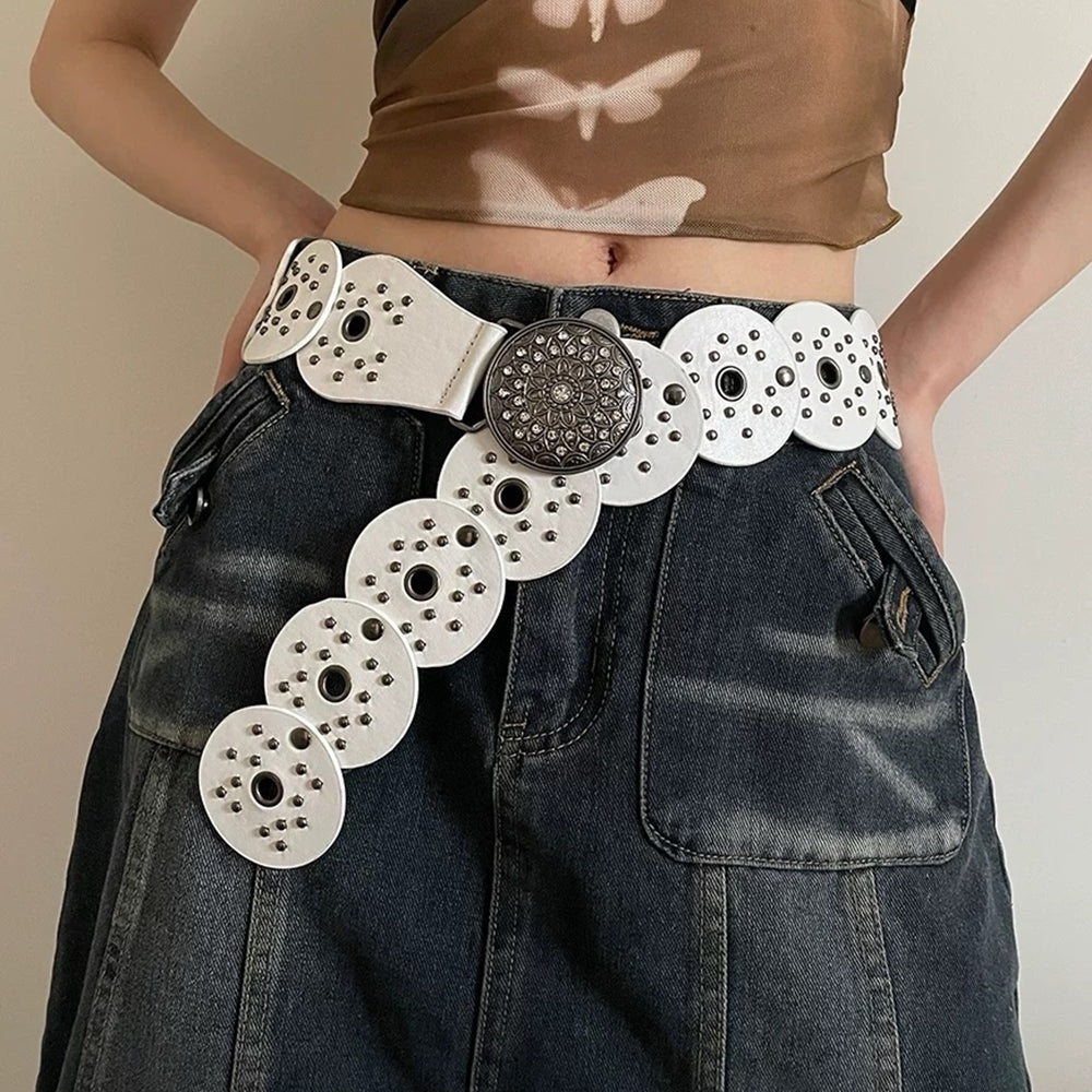 White Studded Boho Belt