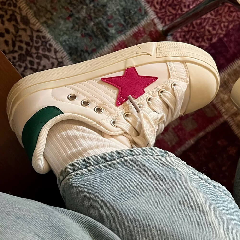 White & Red Star Sneakers