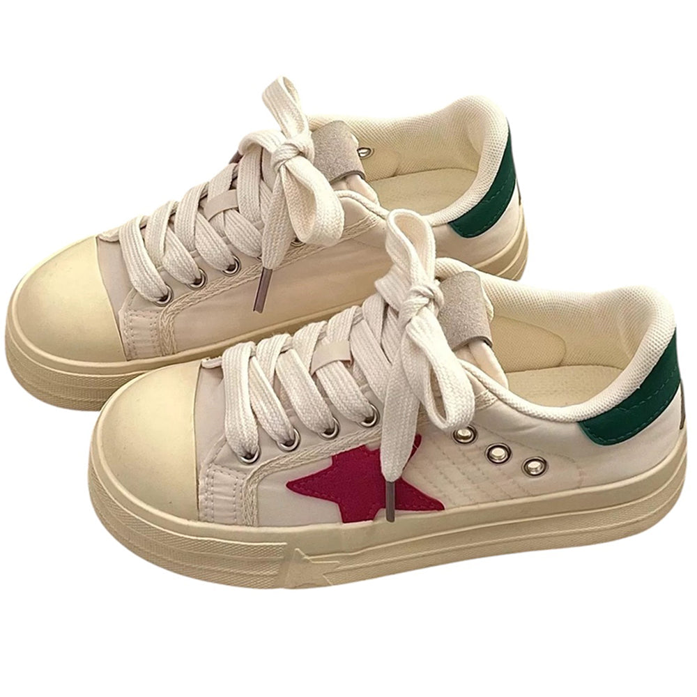 White & Red Star Sneakers