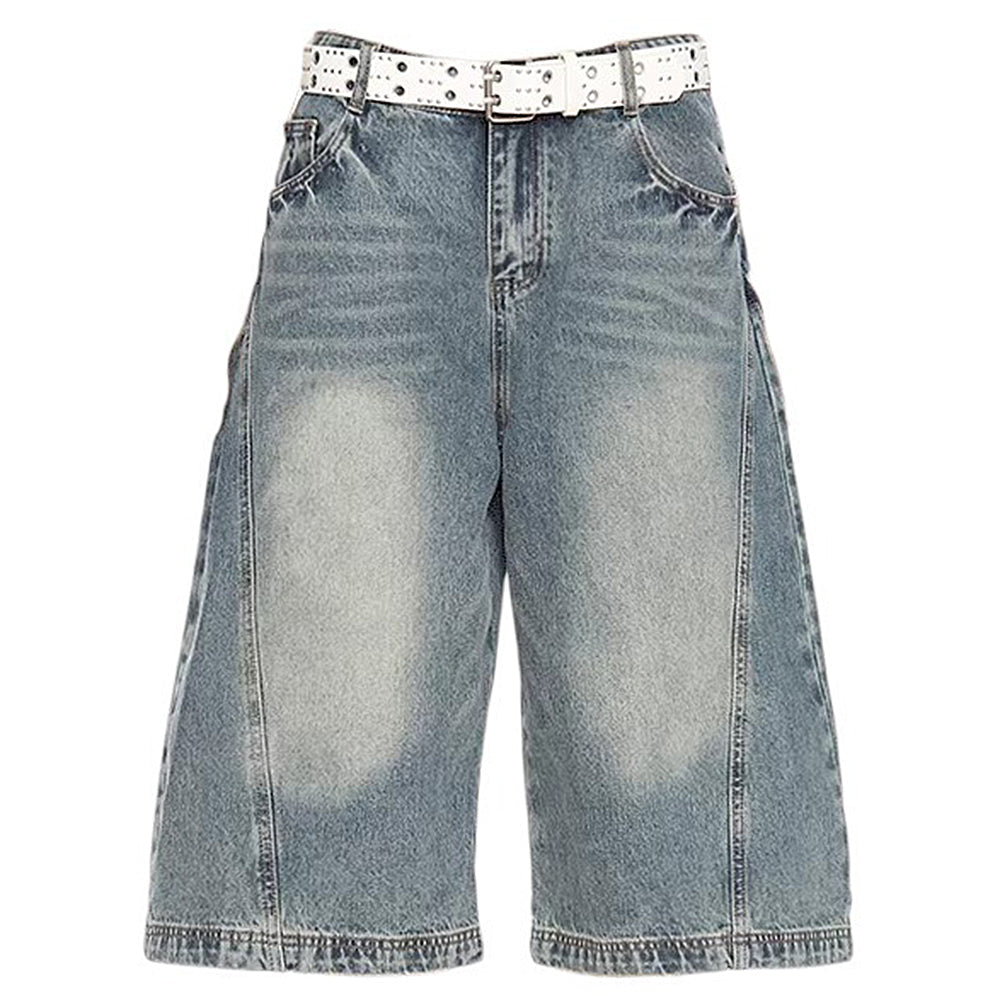 Wide Leg Vintage Wash Culotte Jeans