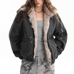 Not Your Babydoll Fur Trim Bomber Jacket