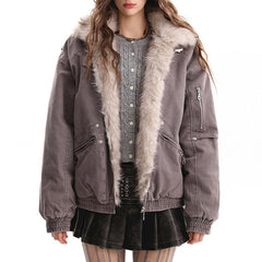 Not Your Babydoll Fur Trim Bomber Jacket