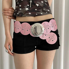 Y2K Pink Cross Oversized Belt