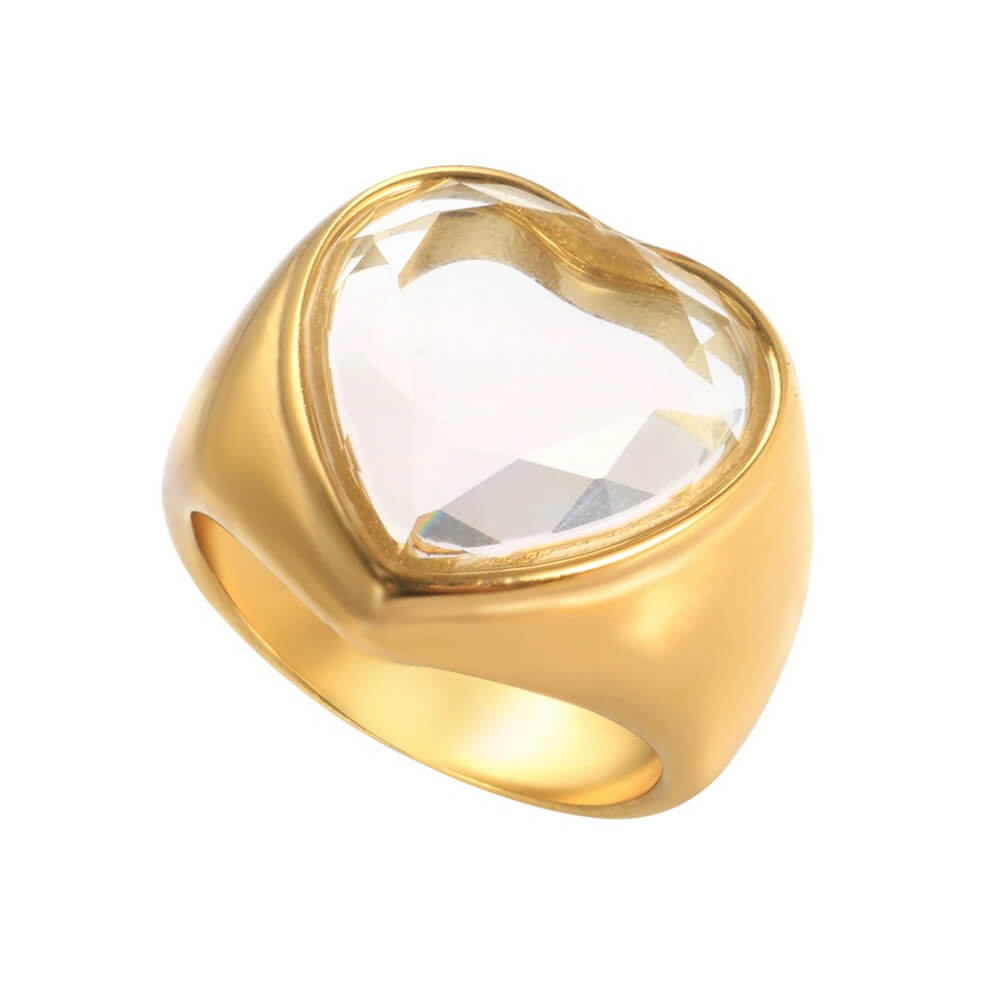 Y2K Diamond Heart Chunky Ring