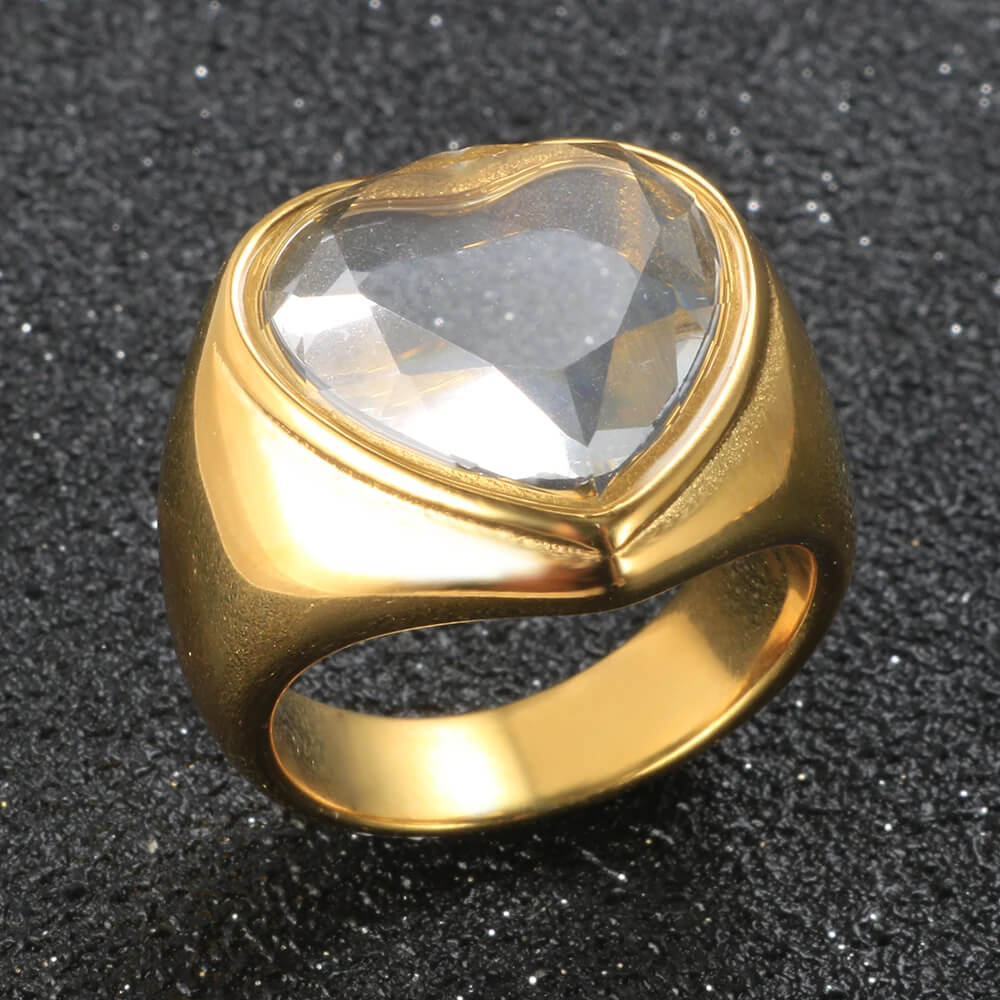 Y2K Diamond Heart Chunky Ring