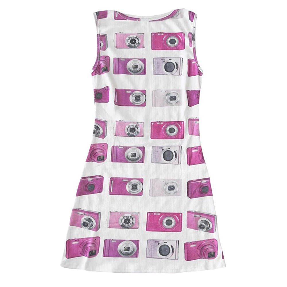 Y2K Flashback Camera Print Dress