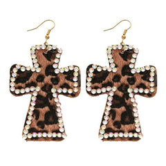 2000s Leopard Cross Earrings