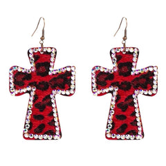 2000s Leopard Cross Earrings