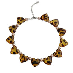 Y2K Leopard Heart Choker Necklace
