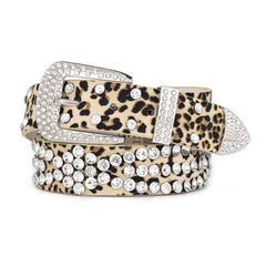 Y2K Rhinestone Leopard Belt