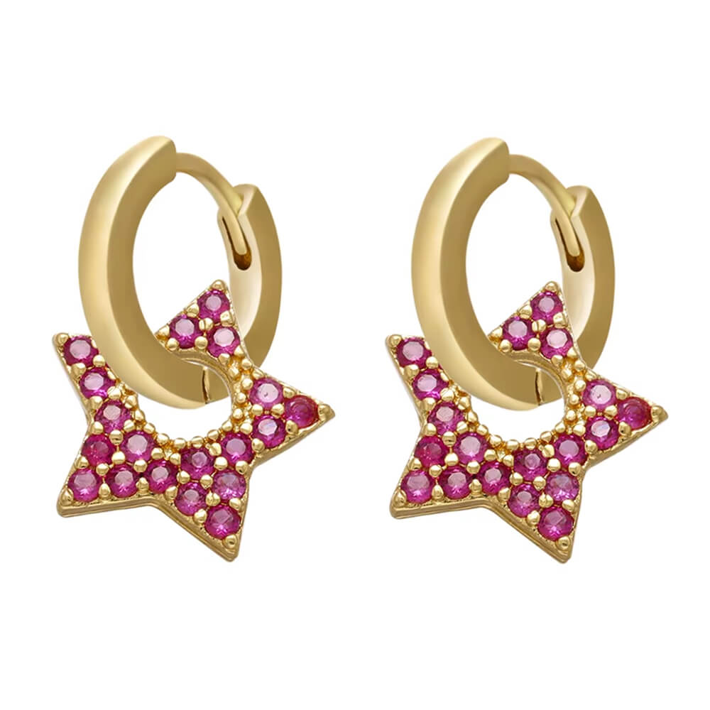Y2K Star Drop Hoops Earrings