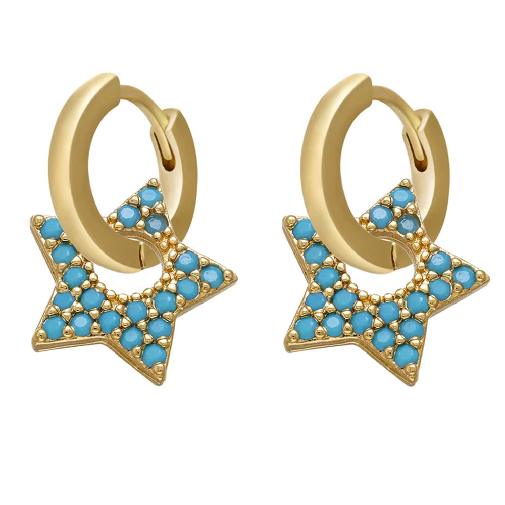 Y2K Star Drop Hoops Earrings