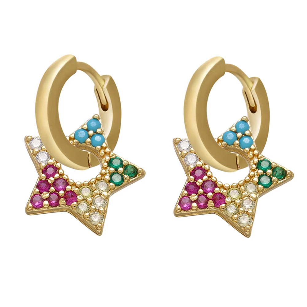 Y2K Star Drop Hoops Earrings