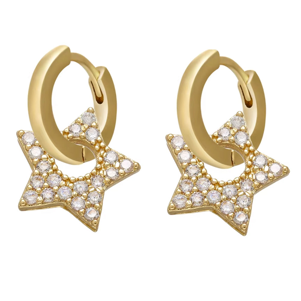 Y2K Star Drop Hoops Earrings