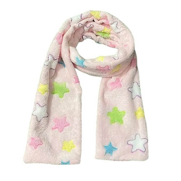 Y2K Star Fluffy Scarf