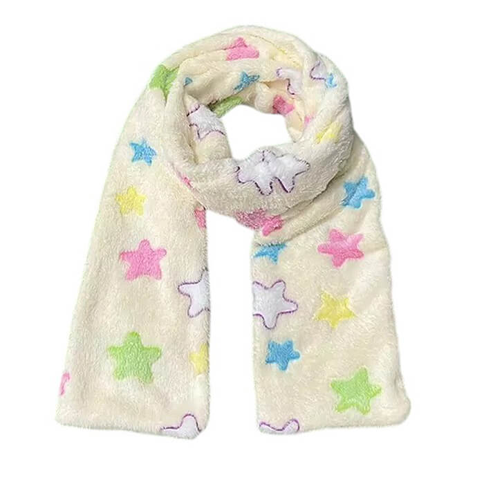Y2K Star Fluffy Scarf