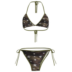 Y2K Star Pattern Camo Bikini Set