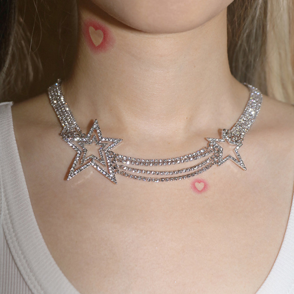 Y2K Style Crystal Star Necklace